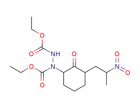2-(2-Nitro-propyl)-6-<N.N'-dicarbaethoxy-hydrazino>-cyclohexanon
