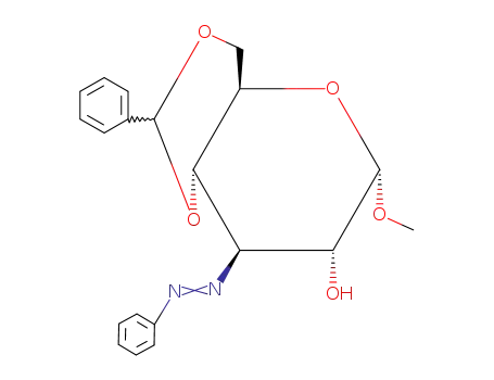 Molecular Structure of 3068-27-7 (methyl 4,6-O-benzylidene-3-deoxy-3-[(E)-phenyldiazenyl]hexopyranoside)