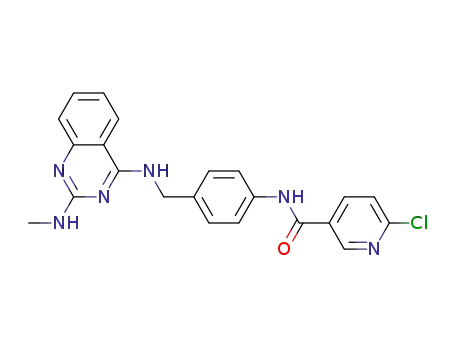 Molecular Structure of 1039731-99-1 (3-Pyridinecarboxamide, 6-chloro-N-[4-[[[2-(methylamino)-4-quinazolinyl]amino]methyl]phenyl]-)