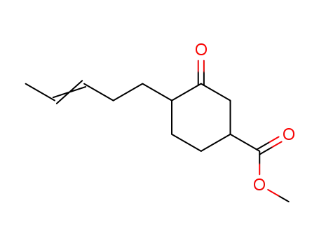 3-Oxo-4-((E)-pent-3-enyl)-cyclohexanecarboxylic acid methyl ester