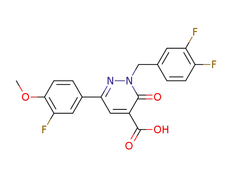 Molecular Structure of 503825-94-3 (4-Pyridazinecarboxylic acid,
2-[(3,4-difluorophenyl)methyl]-6-(3-fluoro-4-methoxyphenyl)-2,3-dihydro-
3-oxo-)