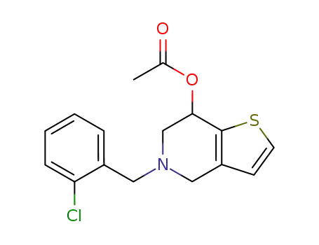 Molecular Structure of 61922-81-4 (Thieno[3,2-c]pyridin-7-ol, 5-[(2-chlorophenyl)methyl]-4,5,6,7-tetrahydro-,
acetate (ester))
