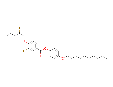 Molecular Structure of 141095-41-2 (Benzoic acid, 3-fluoro-4-[(2-fluoro-4-methylpentyl)oxy]-,
4-(decyloxy)phenyl ester, (S)-)