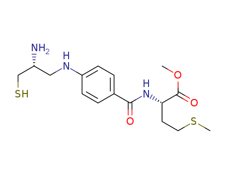 171674-93-4,L-Methionine,N-[4-[[(2R)-2-amino-3-mercaptopropyl]amino]benzoyl]-, methyl ester,L-Methionine,N-[4-[(2-amino-3-mercaptopropyl)amino]benzoyl]-, methyl ester, (R)-; FTI 254