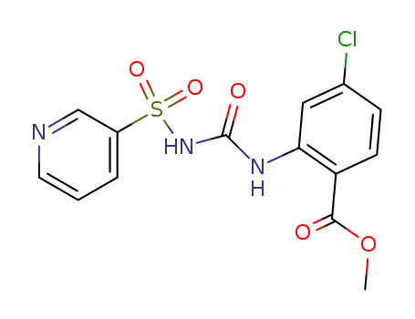 Molecular Structure of 189063-18-1 (Benzoic acid, 4-chloro-2-[[[(3-pyridinylsulfonyl)amino]carbonyl]amino]-,
methyl ester)