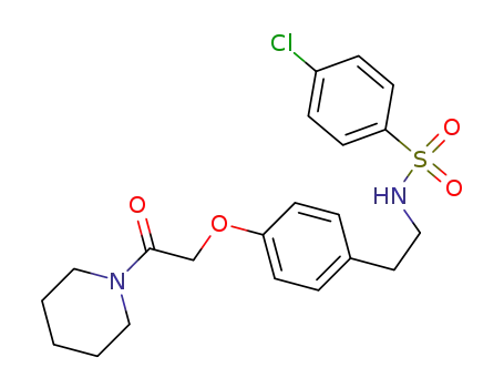 Molecular Structure of 143783-16-8 (Piperidine,
1-[[4-[2-[[(4-chlorophenyl)sulfonyl]amino]ethyl]phenoxy]acetyl]-)