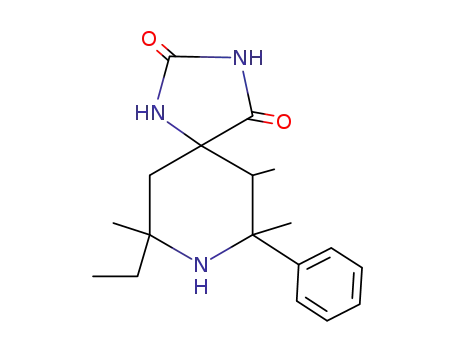 Molecular Structure of 61683-55-4 (1,3,8-Triazaspiro[4.5]decane-2,4-dione,
9-ethyl-6,7,9-trimethyl-7-phenyl-)