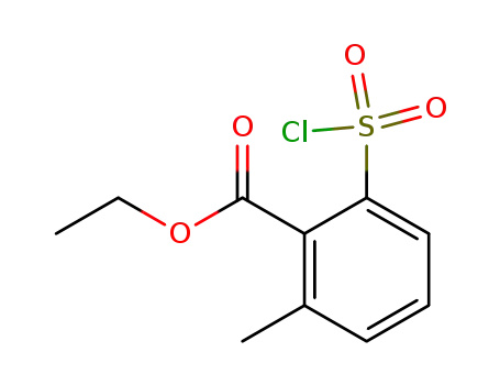Molecular Structure of 133742-97-9 (Benzoic acid, 2-(chlorosulfonyl)-6-methyl-, ethyl ester)