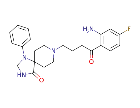 Molecular Structure of 39884-44-1 (1,3,8-Triazaspiro[4.5]decan-4-one,
8-[4-(2-amino-4-fluorophenyl)-4-oxobutyl]-1-phenyl-)