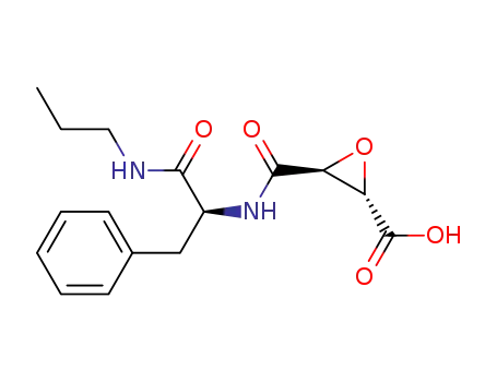 Molecular Structure of 192763-97-6 (Oxiranecarboxylic acid,
3-[[[(1S)-2-oxo-1-(phenylmethyl)-2-(propylamino)ethyl]amino]carbonyl]-,
(2S,3S)-)