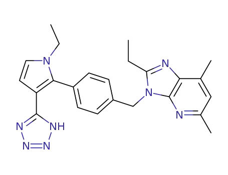 Molecular Structure of 142014-94-6 (3H-Imidazo[4,5-b]pyridine,
2-ethyl-3-[[4-[1-ethyl-3-(1H-tetrazol-5-yl)-1H-pyrrol-2-yl]phenyl]methyl]-5,
7-dimethyl-)