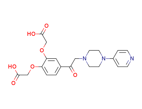Molecular Structure of 166950-17-0 (Acetic acid,
2,2'-[[4-[[4-(4-pyridinyl)-1-piperazinyl]acetyl]-1,2-phenylene]bis(oxy)]bis-)