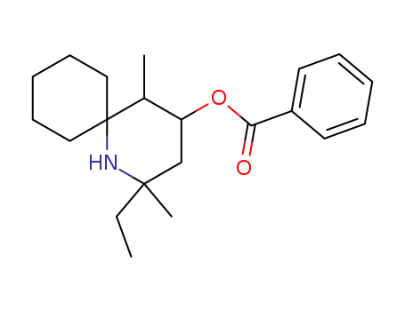 Molecular Structure of 61745-21-9 (1-Azaspiro[5.5]undecan-4-ol, 2-ethyl-2,5-dimethyl-, benzoate (ester))