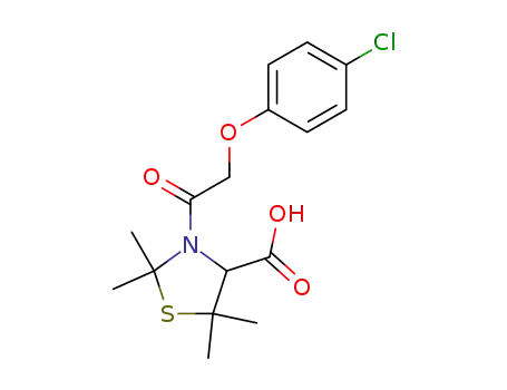 Molecular Structure of 59712-93-5 (4-Thiazolidinecarboxylic acid,
3-[(4-chlorophenoxy)acetyl]-2,2,5,5-tetramethyl-, (S)-)