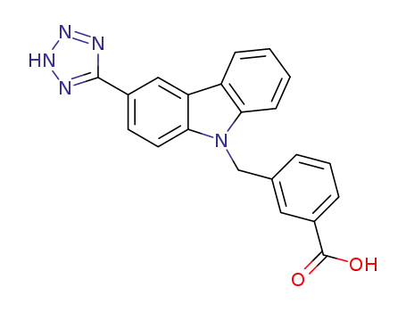 Molecular Structure of 503829-13-8 (Benzoic acid, 3-[[3-(1H-tetrazol-5-yl)-9H-carbazol-9-yl]methyl]-)