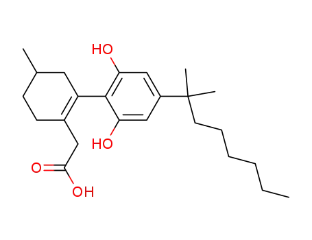 Molecular Structure of 61038-52-6 (1-Cyclohexene-1-acetic acid,
2-[4-(1,1-dimethylheptyl)-2,6-dihydroxyphenyl]-4-methyl-)
