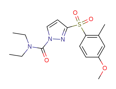 Molecular Structure of 143531-04-8 (1H-Pyrazole-1-carboxamide,
N,N-diethyl-3-[(4-methoxy-2-methylphenyl)sulfonyl]-)