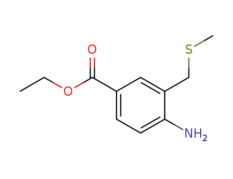 Molecular Structure of 50461-34-2 (Benzoic acid, 4-amino-3-[(methylthio)methyl]-, ethyl ester)