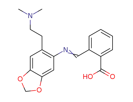 Molecular Structure of 80643-89-6 (Benzoic acid,
2-[[[6-[2-(dimethylamino)ethyl]-1,3-benzodioxol-5-yl]imino]methyl]-)
