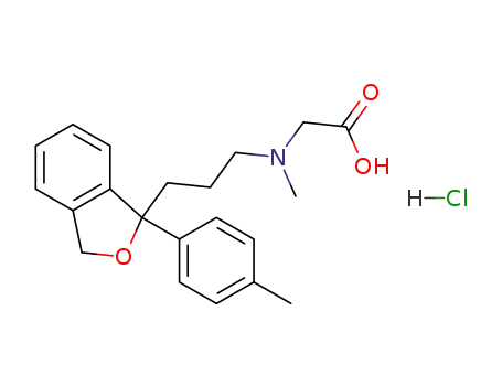 Molecular Structure of 392286-35-0 (Glycine,
N-[3-[1,3-dihydro-1-(4-methylphenyl)-1-isobenzofuranyl]propyl]-N-methyl
-, hydrochloride)