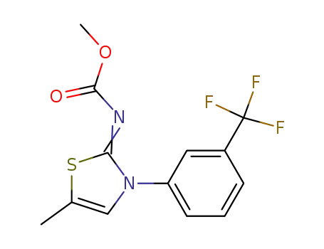 Molecular Structure of 137401-80-0 (Carbamic acid,
[5-methyl-3-[3-(trifluoromethyl)phenyl]-2(3H)-thiazolylidene]-, methyl
ester)
