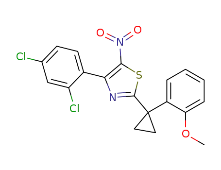 Molecular Structure of 488106-25-8 (Thiazole,
4-(2,4-dichlorophenyl)-2-[1-(2-methoxyphenyl)cyclopropyl]-5-nitro-)