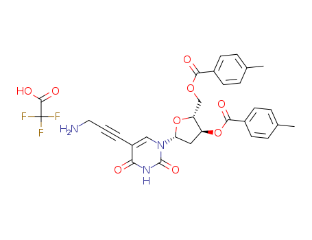 Molecular Structure of 114079-33-3 (Uridine, 5-(3-amino-1-propynyl)-2'-deoxy-, 3',5'-bis(4-methylbenzoate),
mono(trifluoroacetate) (salt))
