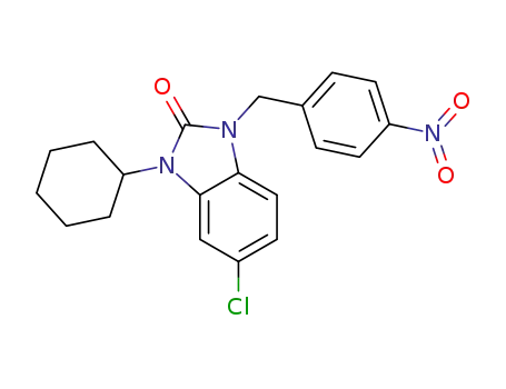 Molecular Structure of 175865-74-4 (2H-Benzimidazol-2-one,
5-chloro-3-cyclohexyl-1,3-dihydro-1-[(4-nitrophenyl)methyl]-)