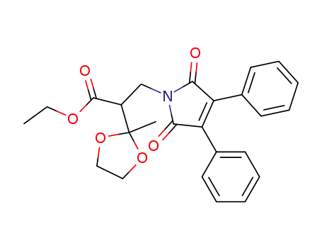 Molecular Structure of 565472-30-2 (1H-Pyrrole-1-propanoic acid,
2,5-dihydro-a-(2-methyl-1,3-dioxolan-2-yl)-2,5-dioxo-3,4-diphenyl-, ethyl
ester)