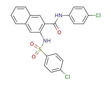 Molecular Structure of 313494-86-9 (2-Naphthalenecarboxamide,
N-(4-chlorophenyl)-3-[[(4-chlorophenyl)sulfonyl]amino]-)