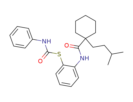 Molecular Structure of 765274-15-5 (Carbamothioic acid, phenyl-,
S-[2-[[[1-(3-methylbutyl)cyclohexyl]carbonyl]amino]phenyl] ester)