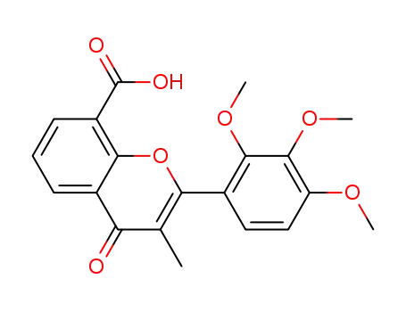 Molecular Structure of 90102-08-2 (4H-1-Benzopyran-8-carboxylic acid,
3-methyl-4-oxo-2-(2,3,4-trimethoxyphenyl)-)