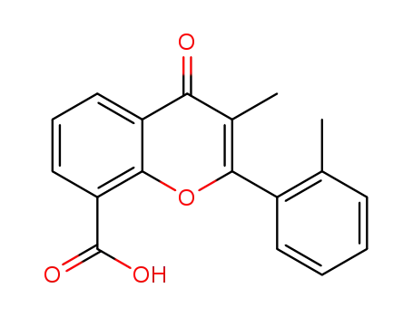 Molecular Structure of 90102-12-8 (4H-1-Benzopyran-8-carboxylic acid, 3-methyl-2-(2-methylphenyl)-4-oxo-)