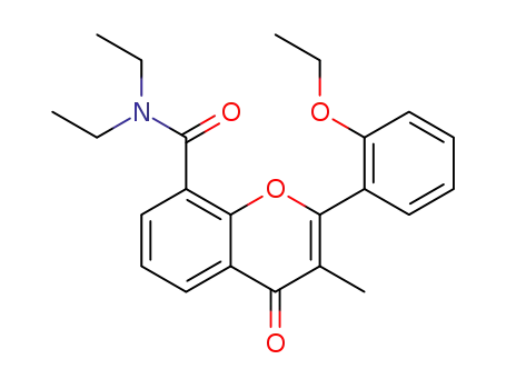 Molecular Structure of 90101-97-6 (4H-1-Benzopyran-8-carboxamide,
2-(2-ethoxyphenyl)-N,N-diethyl-3-methyl-4-oxo-)