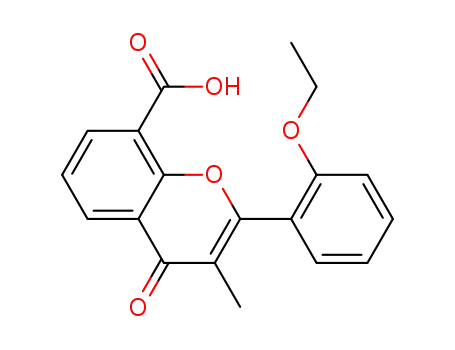 Molecular Structure of 90101-95-4 (4H-1-Benzopyran-8-carboxylic acid, 2-(2-ethoxyphenyl)-3-methyl-4-oxo-)