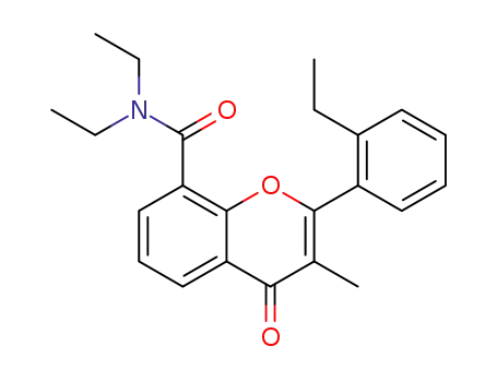 Molecular Structure of 90102-16-2 (4H-1-Benzopyran-8-carboxamide,
N,N-diethyl-2-(2-ethylphenyl)-3-methyl-4-oxo-)