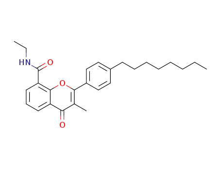 Molecular Structure of 90102-43-5 (4H-1-Benzopyran-8-carboxamide,
N-ethyl-3-methyl-2-(4-octylphenyl)-4-oxo-)