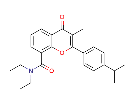 Molecular Structure of 90102-26-4 (4H-1-Benzopyran-8-carboxamide,
N,N-diethyl-3-methyl-2-[4-(1-methylethyl)phenyl]-4-oxo-)