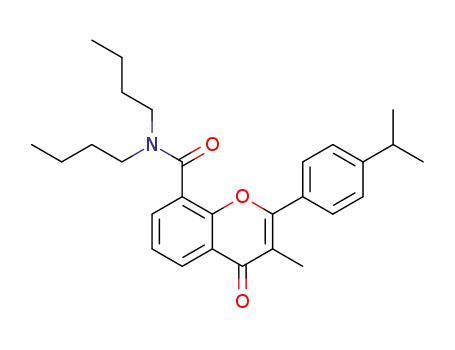 Molecular Structure of 90102-27-5 (4H-1-Benzopyran-8-carboxamide,
N,N-dibutyl-3-methyl-2-[4-(1-methylethyl)phenyl]-4-oxo-)