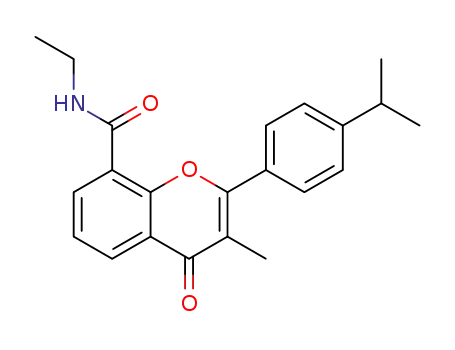 Molecular Structure of 90102-29-7 (4H-1-Benzopyran-8-carboxamide,
N-ethyl-3-methyl-2-[4-(1-methylethyl)phenyl]-4-oxo-)