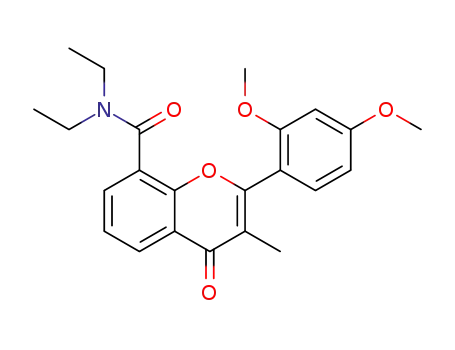 Molecular Structure of 90102-07-1 (4H-1-Benzopyran-8-carboxamide,
2-(2,4-dimethoxyphenyl)-N,N-diethyl-3-methyl-4-oxo-)