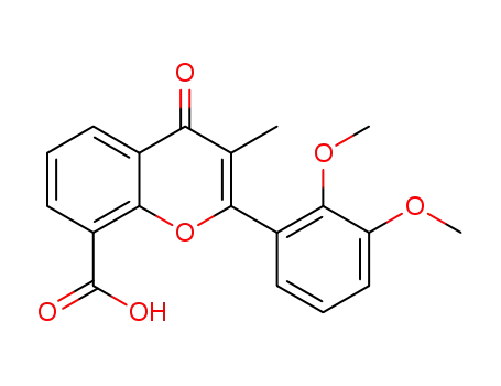 Molecular Structure of 90102-02-6 (4H-1-Benzopyran-8-carboxylic acid,
2-(2,3-dimethoxyphenyl)-3-methyl-4-oxo-)