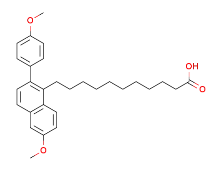 Molecular Structure of 96044-25-6 (1-Naphthaleneundecanoic acid, 6-methoxy-2-(4-methoxyphenyl)-)
