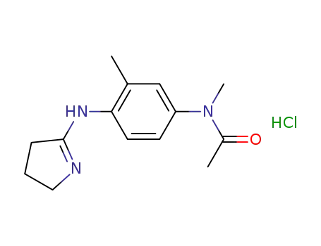 Molecular Structure of 92892-54-1 (Acetamide,
N-[4-[(3,4-dihydro-2H-pyrrol-5-yl)amino]-3-methylphenyl]-N-methyl-,
monohydrochloride)