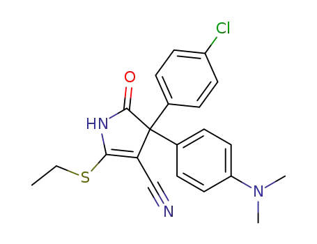 Molecular Structure of 88709-45-9 (1H-Pyrrole-3-carbonitrile,
4-(4-chlorophenyl)-4-[4-(dimethylamino)phenyl]-2-(ethylthio)-4,5-dihydro
-5-oxo-)