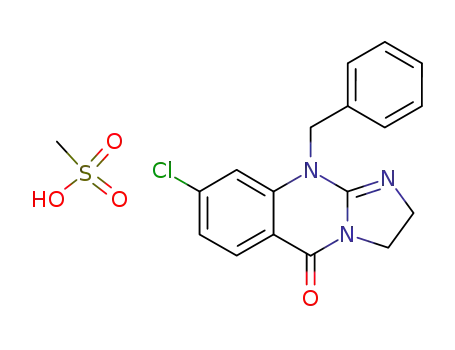 Molecular Structure of 55536-55-5 (Imidazo[2,1-b]quinazolin-5(3H)-one,8-chloro-2,10-dihydro-10-(phenylmethyl)-, monomethanesulfonate)