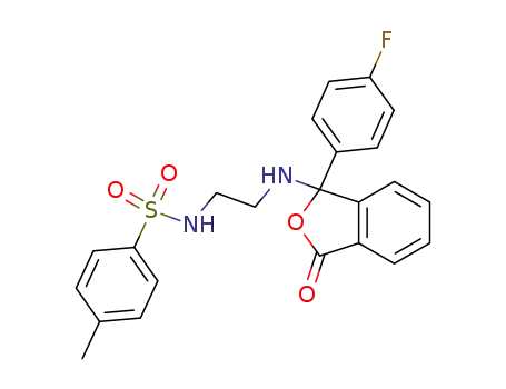 Molecular Structure of 59608-62-7 (Benzenesulfonamide,
N-[2-[[1-(4-fluorophenyl)-1,3-dihydro-3-oxo-1-isobenzofuranyl]amino]eth
yl]-4-methyl-)