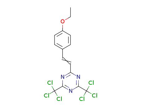 Molecular Structure of 151052-44-7 (1,3,5-Triazine, 2-[2-(4-ethoxyphenyl)ethenyl]-4,6-bis(trichloromethyl)-)