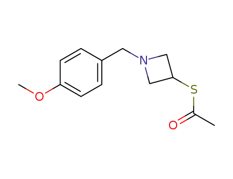 Molecular Structure of 878391-52-7 (Ethanethioic acid, S-[1-[(4-methoxyphenyl)methyl]-3-azetidinyl] ester)