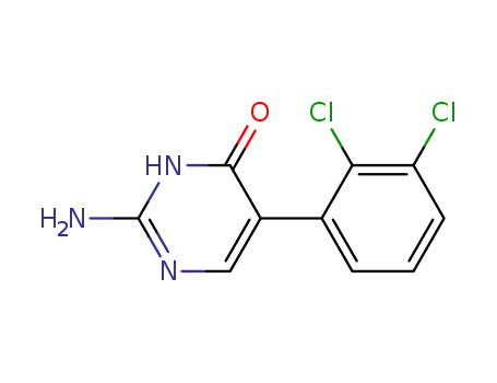 Molecular Structure of 130801-03-5 (4(1H)-Pyrimidinone, 2-amino-5-(2,3-dichlorophenyl)-)
